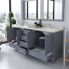 Virtu USA GD-50072-DWQSQ-GR-NM Caroline Avenue 72" Double Bath Vanity in Grey with Dazzle White Top and Square Sink