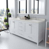 Virtu USA GD-50072-DWQSQ-WH Caroline Avenue 72" Double Bath Vanity in White with Dazzle White Top and Square Sink with Mirror