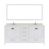 Virtu USA GD-50072-DWQSQ-WH-001 Caroline Avenue 72" Double Bath Vanity in White with Dazzle White Top and Square Sink with Brushed Nickel Faucet and Mirror