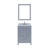 Virtu USA GS-50024-WMRO-GR-002 Caroline Avenue 24" Single Bath Vanity in Grey with Marble Top and Round Sink with Polished Chrome Faucet and Mirror