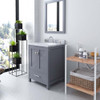 Virtu USA GS-50024-WMRO-GR-002 Caroline Avenue 24" Single Bath Vanity in Grey with Marble Top and Round Sink with Polished Chrome Faucet and Mirror