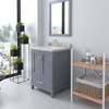 Virtu USA GS-50024-DWQSQ-GR-002 Caroline Avenue 24" Single Bath Vanity in Grey with Dazzle White Top and Square Sink with Polished Chrome Faucet and Mirror