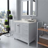 Virtu USA GS-50024-DWQSQ-WH Caroline Avenue 24" Single Bath Vanity in White with Dazzle White Top and Square Sink with Mirror