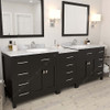 Virtu USA MD-2193-WMRO-ES Caroline Parkway 93" Double Bath Vanity in Espresso with Marble Top and Round Sink with Mirrors