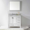Virtu USA GS-50036-WMRO-WH-001-NM Caroline Avenue 36" Single Bath Vanity in White with Marble Top and Round Sink with Brushed Nickel Faucet