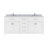 Virtu USA MD-2072-WMSQ-WH-NM Caroline 72" Double Bath Vanity in White with Marble Top and Square Sink