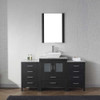 Virtu USA KS-70060-WM-ZG-001 Dior 60" Single Bath Vanity in Zebra Grey with Marble Top and Square Sink with Brushed Nickel Faucet and Mirror