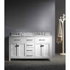 Virtu USA MD-2060-WMRO-WH-NM Caroline 60" Double Bath Vanity in White with Marble Top and Round Sink
