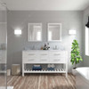 Virtu USA MD-2260-WMRO-WH Caroline Estate 60" Double Bath Vanity in White with Marble Top and Round Sink with Mirrors