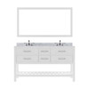 Virtu USA MD-2260-WMRO-WH-010 Caroline Estate 60" Double Bath Vanity in White with Marble Top and Round Sink with Mirror