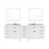 Virtu USA MD-2193-WMSQ-WH-002 Caroline Parkway 93" Double Bath Vanity in White with Marble Top and Square Sink with Polished Chrome Faucet and Mirrors