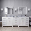 Virtu USA MD-2193-WMSQ-WH-002 Caroline Parkway 93" Double Bath Vanity in White with Marble Top and Square Sink with Polished Chrome Faucet and Mirrors