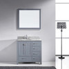 Virtu USA GS-50036-WMRO-GR-001 Caroline Avenue 36" Single Bath Vanity in Grey with Marble Top and Round Sink with Brushed Nickel Faucet and Mirror