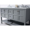 Virtu USA ED-30060-WMSQ-GR Winterfell 60" Double Bath Vanity in Grey with Marble Top and Square Sink with Mirror