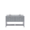 Virtu USA ED-30060-WMSQ-GR-001-NM Winterfell 60" Double Bath Vanity in Grey with Marble Top and Square Sink with Brushed Nickel Faucet