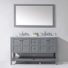 Virtu USA ED-30060-WMSQ-GR-002 Winterfell 60" Double Bath Vanity in Grey with Marble Top and Square Sink with Polished Chrome Faucet and Mirror