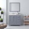 Virtu USA GS-50024-DWQSQ-GR Caroline Avenue 24" Single Bath Vanity in Grey with Dazzle White Top and Square Sink with Mirror