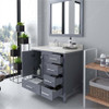 Virtu USA GS-50024-DWQSQ-GR Caroline Avenue 24" Single Bath Vanity in Grey with Dazzle White Top and Square Sink with Mirror