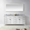 Virtu USA MD-2178-WMRO-WH Caroline Parkway 78" Double Bath Vanity in White with Marble Top and Round Sink with Mirror