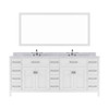 Virtu USA MD-2178-WMRO-WH-001 Caroline Parkway 78" Double Bath Vanity in White with Marble Top and Round Sink with Brushed Nickel Faucet and Mirror