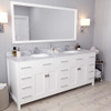 Virtu USA MD-2178-WMRO-WH-001 Caroline Parkway 78" Double Bath Vanity in White with Marble Top and Round Sink with Brushed Nickel Faucet and Mirror