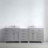 Virtu USA MD-2193-WMRO-CG-NM Caroline Parkway 93" Double Bath Vanity in Cashmere Grey with Marble Top and Round Sink