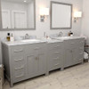 Virtu USA MD-2193-WMSQ-CG-001 Caroline Parkway 93" Double Bath Vanity in Cashmere Grey with Marble Top and Square Sink with Brushed Nickel Faucet and Mirrors