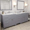 Virtu USA MD-2193-WMSQ-GR Caroline Parkway 93" Double Bath Vanity in Grey with Marble Top and Square Sink with Mirrors