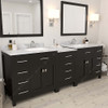 Virtu USA MD-2193-WMSQ-ES-002 Caroline Parkway 93" Double Bath Vanity in Espresso with Marble Top and Square Sink with Polished Chrome Faucet and Mirrors