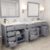 Virtu USA MD-2193-DWQSQ-GR-NM Caroline Parkway 93" Double Bath Vanity in Grey with Dazzle White Top and Square Sink