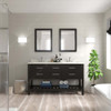 Virtu USA MD-2260-DWQSQ-ES Caroline Estate 60" Double Bath Vanity in Espresso with Dazzle White Top and Square Sink with Mirrors