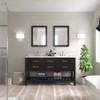 Virtu USA MD-2260-DWQRO-ES Caroline Estate 60" Double Bath Vanity in Espresso with Dazzle White Top and Round Sink with Mirrors