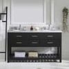 Virtu USA MD-2260-WMRO-ES-NM Caroline Estate 60" Double Bath Vanity in Espresso with Marble Top and Round Sink