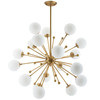 Modway Constellation White Glass and Brass Pendant Chandelier EEI-3077