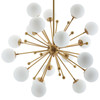 Modway Constellation White Glass and Brass Pendant Chandelier EEI-3077