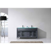 Virtu USA MD-499-G-GR-NM Ava 63" Double Bath Vanity in Grey with Aqua Tempered Glass Top and Round Sink with Polished Chrome Faucet