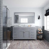 Virtu USA MS-2060-WMSQ-GR Caroline 60" Single Bath Vanity in Grey with Marble Top and Square Sink with Mirror