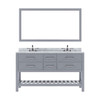Virtu USA MD-2260-WMRO-GR-010 Caroline Estate 60" Double Bath Vanity in Grey with Marble Top and Round Sink with Mirror