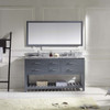 Virtu USA MD-2260-WMRO-GR-010 Caroline Estate 60" Double Bath Vanity in Grey with Marble Top and Round Sink with Mirror