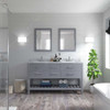 Virtu USA MD-2260-WMSQ-GR Caroline Estate 60" Double Bath Vanity in Grey with Marble Top and Square Sink with Mirrors