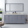 Virtu USA GD-50072-DWQSQ-GR-001 Caroline Avenue 72" Double Bath Vanity in Grey with Dazzle White Top and Square Sink with Brushed Nickel Faucet and Mirror