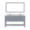 Virtu USA MD-2260-WMSQ-GR-010 Caroline Estate 60" Double Bath Vanity in Grey with Marble Top and Square Sink with Mirror