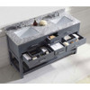 Virtu USA MD-2260-WMSQ-GR-010 Caroline Estate 60" Double Bath Vanity in Grey with Marble Top and Square Sink with Mirror