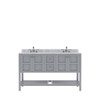 Virtu USA ED-30060-WMRO-GR-001-NM Winterfell 60" Double Bath Vanity in Grey with Marble Top and Round Sink with Brushed Nickel Faucet