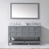 Virtu USA ED-30060-WMRO-GR-001-NM Winterfell 60" Double Bath Vanity in Grey with Marble Top and Round Sink with Brushed Nickel Faucet