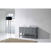 Virtu USA ED-30060-WMRO-GR-001-NM Winterfell 60" Double Bath Vanity in Grey with Marble Top and Round Sink with Brushed Nickel Faucet