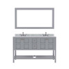 Virtu USA ED-30060-WMRO-GR-002 Winterfell 60" Double Bath Vanity in Grey with Marble Top and Round Sink with Polished Chrome Faucet and Mirror