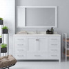 Virtu USA GS-50060-DWQRO-WH Caroline Avenue 60" Single Bath Vanity in White with Dazzle White Top and Round Sink with Mirror