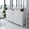 Virtu USA GS-50060-DWQRO-WH Caroline Avenue 60" Single Bath Vanity in White with Dazzle White Top and Round Sink with Mirror