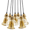 Modway Peak Brass Cone and Glass Globe Cluster Pendant Chandelier EEI-3083